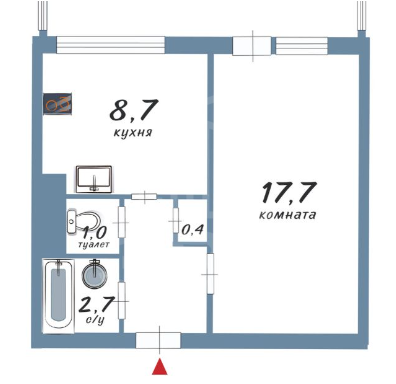 однокомнатная квартира в Санкт-Петербурге по адресу: Ворошилова ул., 3, к 2