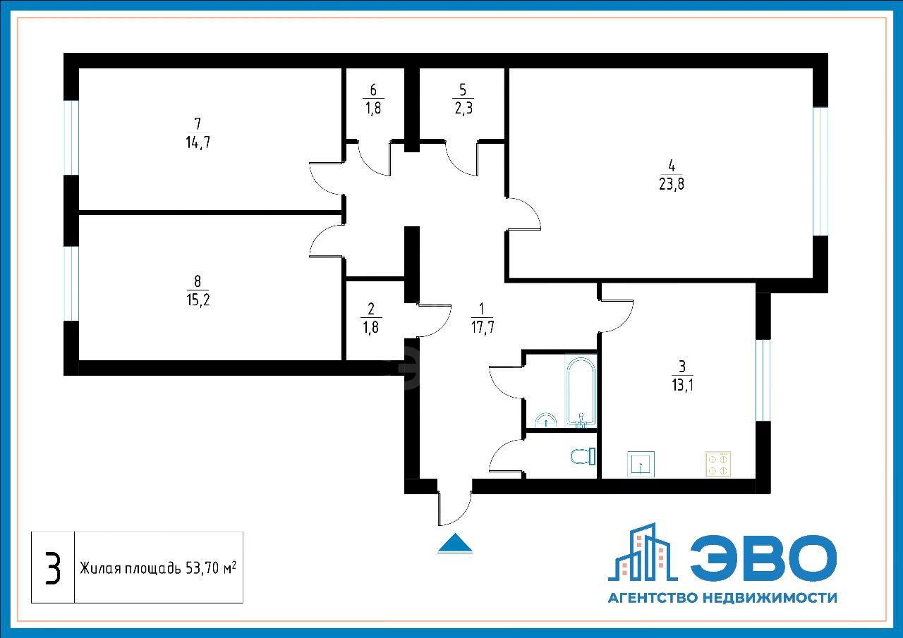 трехкомнатная квартира в Санкт-Петербурге по адресу: Савушкина ул., 118