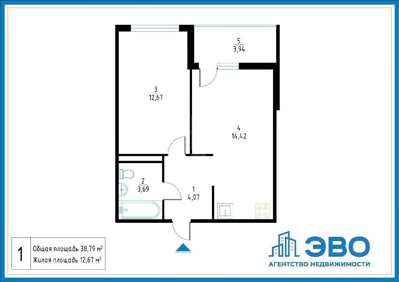 однокомнатная квартира в Санкт-Петербурге по адресу: Шоссе в Лаврики ул., 70, к 1
