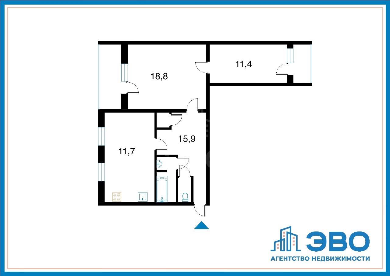 двухкомнатная квартира в Санкт-Петербурге по адресу: Энергетиков ул., 2