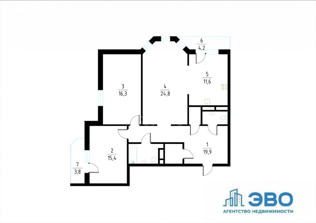 трехкомнатная квартира в Санкт-Петербурге по адресу: Гаврская ул., 15