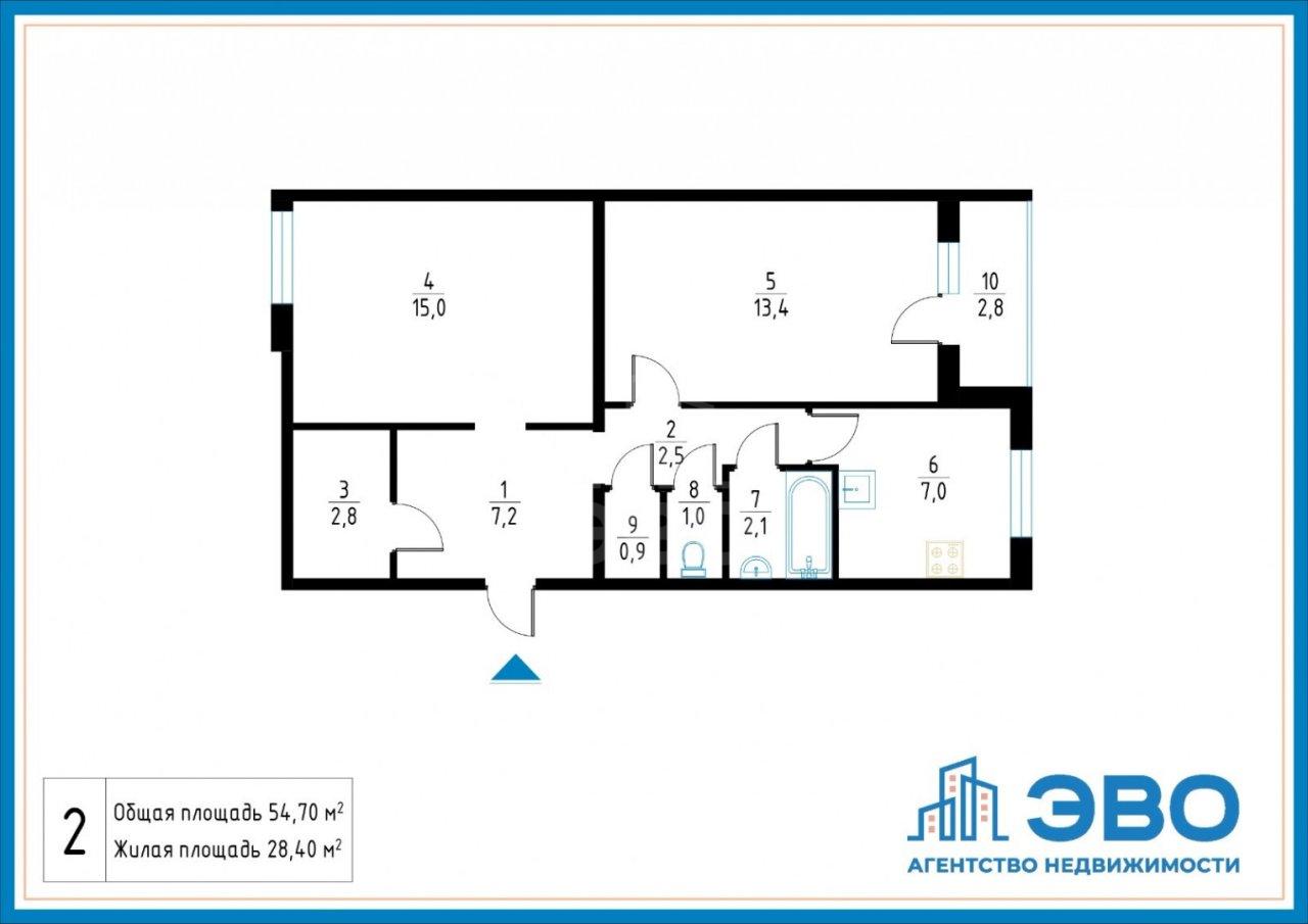 двухкомнатная квартира в Санкт-Петербурге по адресу: Художников проспект, 18, к 1, литера А