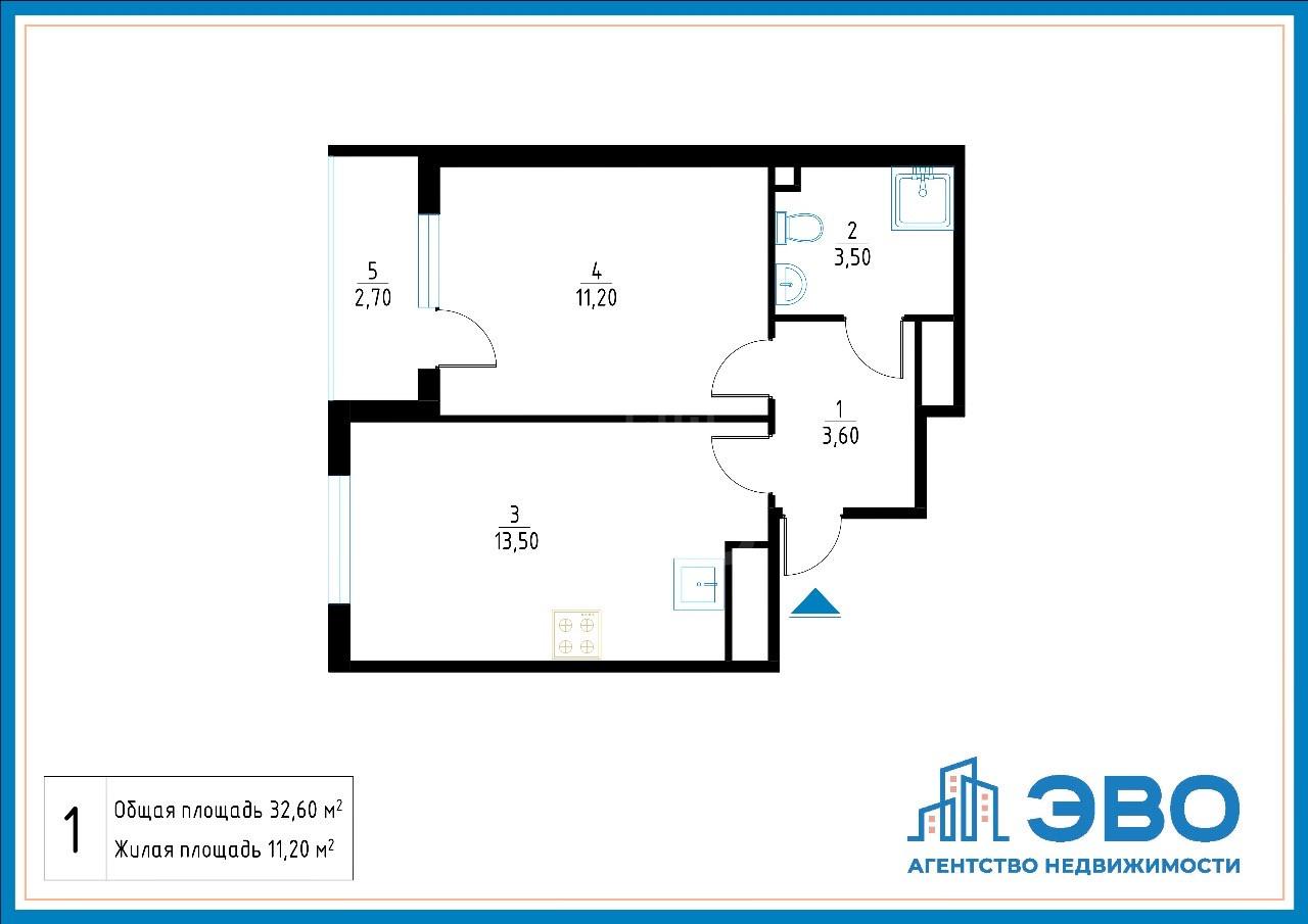 однокомнатная квартира в Ленинградской области по адресу: Ленинградская область, Всеволожский район, Ковалево п.