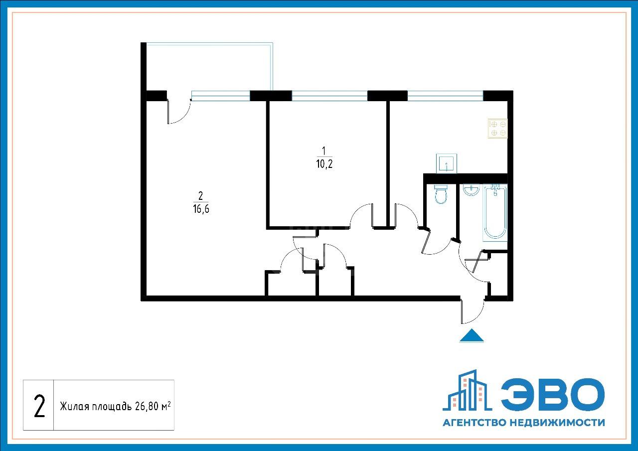 двухкомнатная квартира в Санкт-Петербурге по адресу: Бухарестская ул., 67, к 1