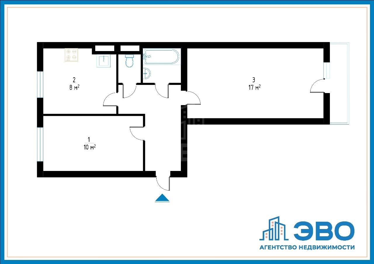 двухкомнатная квартира в Санкт-Петербурге по адресу: Московское ш., 256, к 3