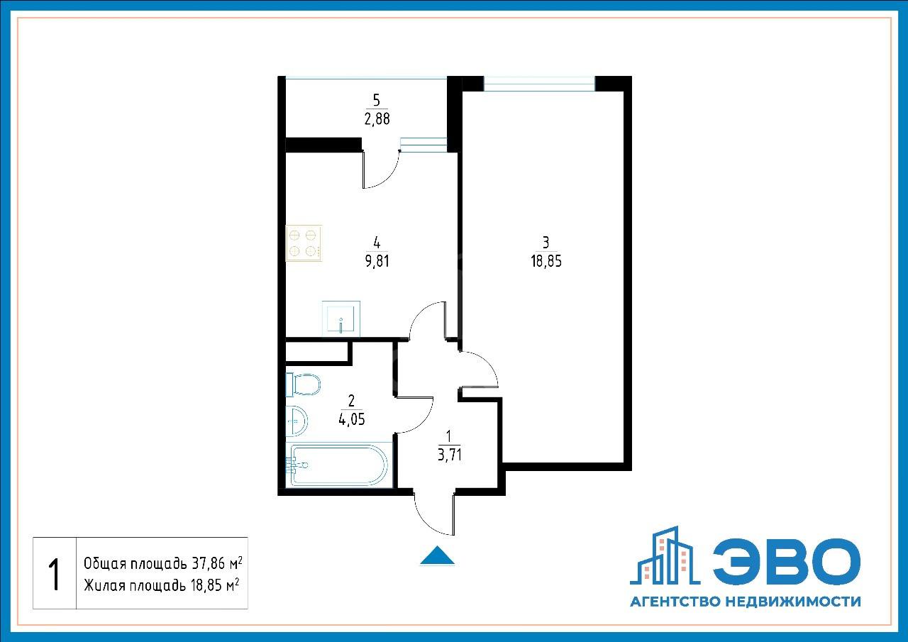 однокомнатная квартира в Ленинградской области по адресу: Европейский проспект, 20, к 4
