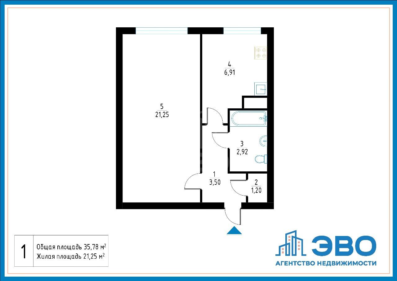 однокомнатная квартира в Санкт-Петербурге по адресу: Дальневосточный проспект, 36, литера Х