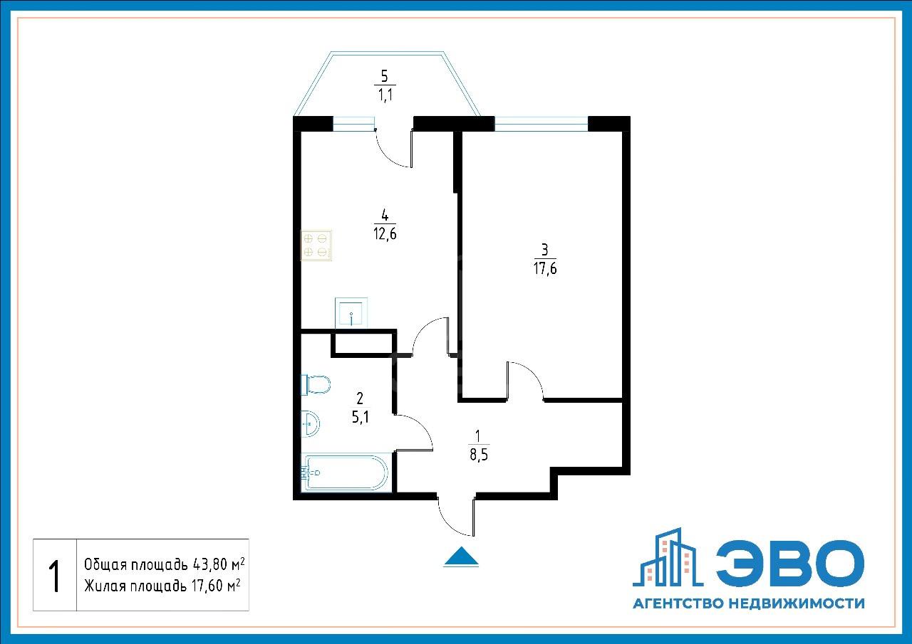 однокомнатная квартира в Санкт-Петербурге по адресу: Шоссе в Лаврики ул., 78, к 3