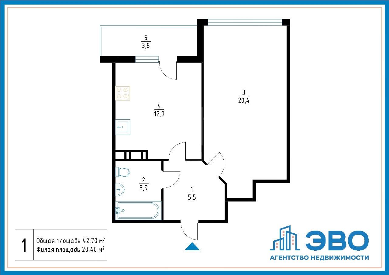 однокомнатная квартира в Санкт-Петербурге по адресу: Большой В.О. проспект, 84, литера А