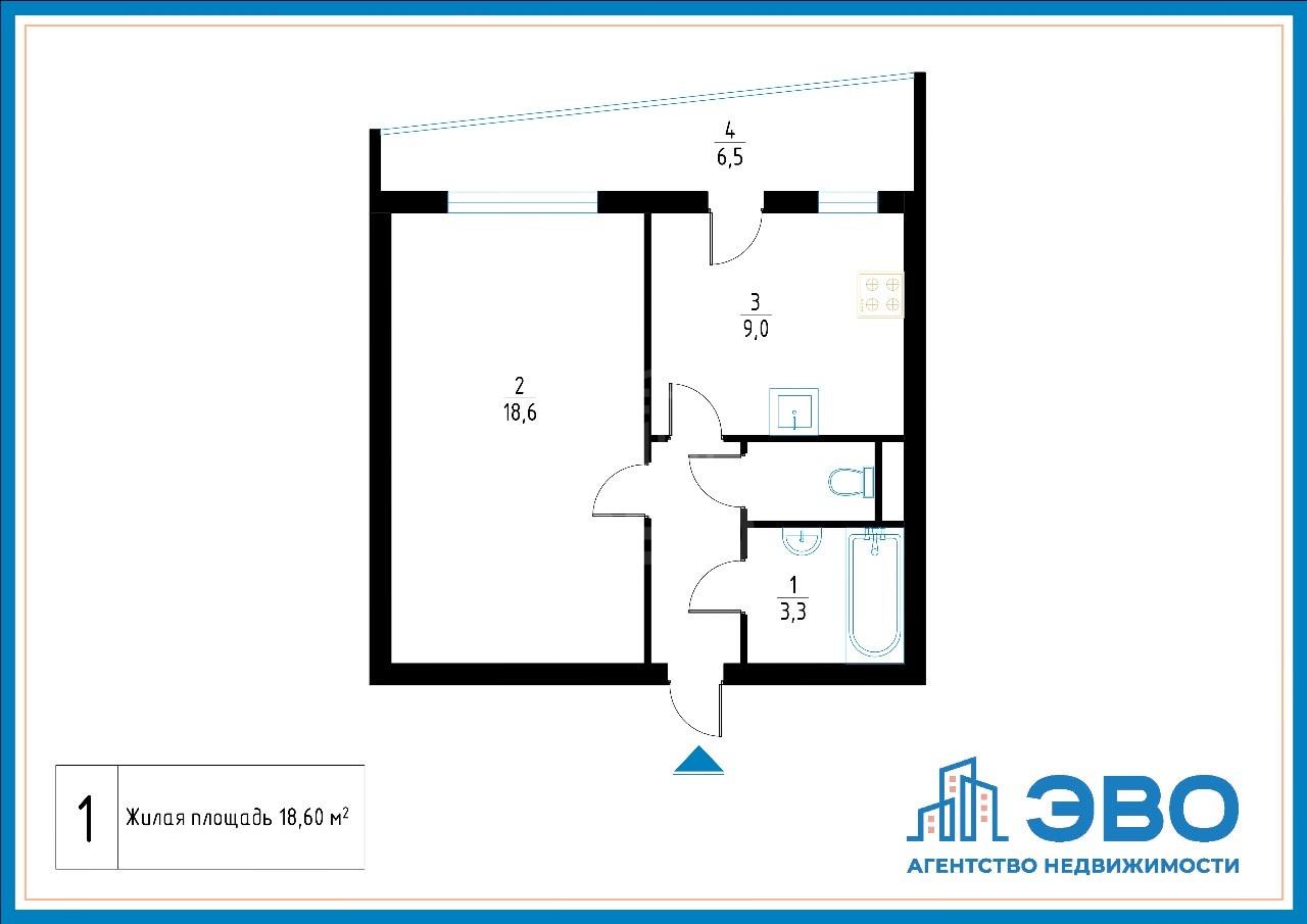 однокомнатная квартира в Санкт-Петербурге по адресу: Пулковское ш., 26, к 7, литера а