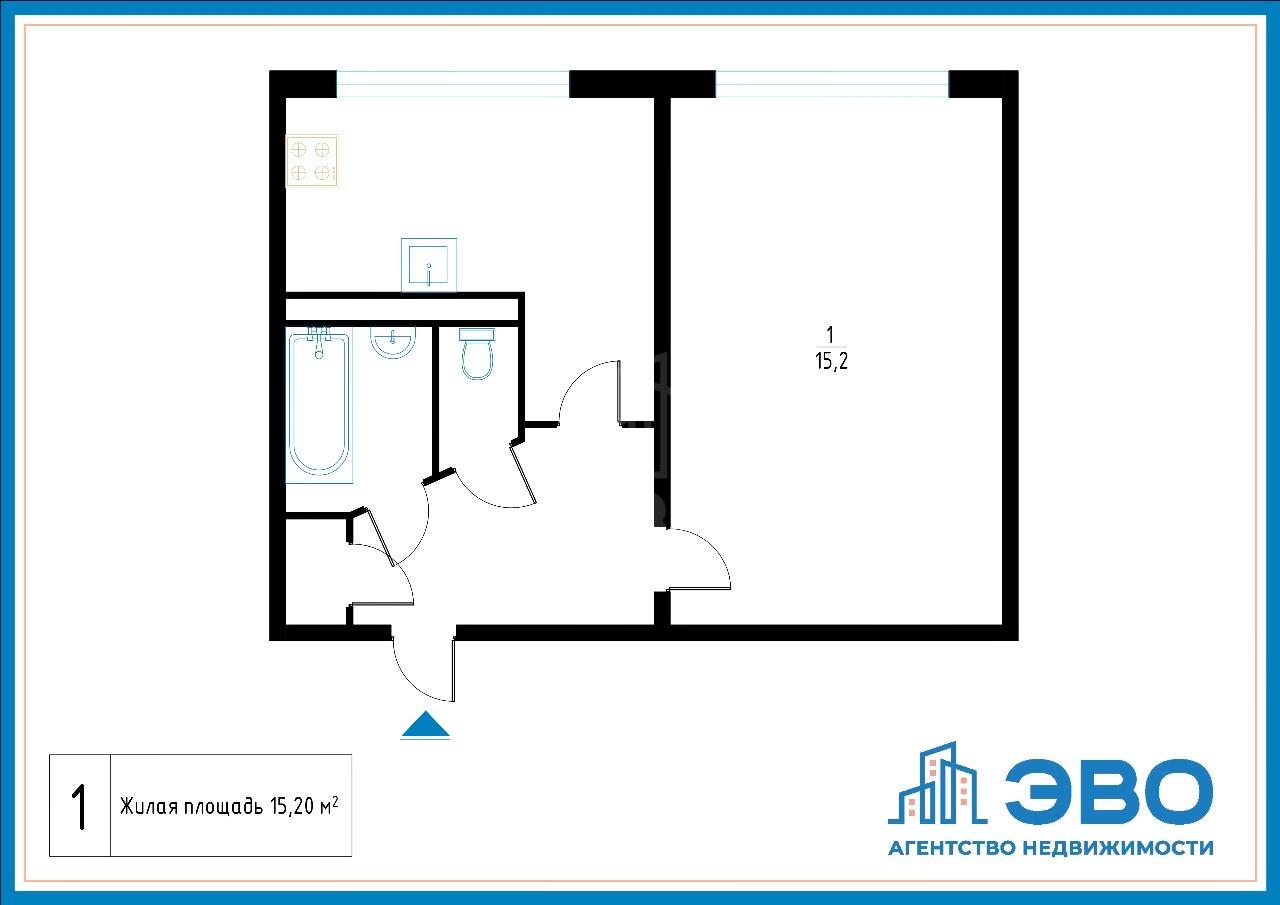 однокомнатная квартира в Санкт-Петербурге по адресу: Искровский проспект, 26, литера Б