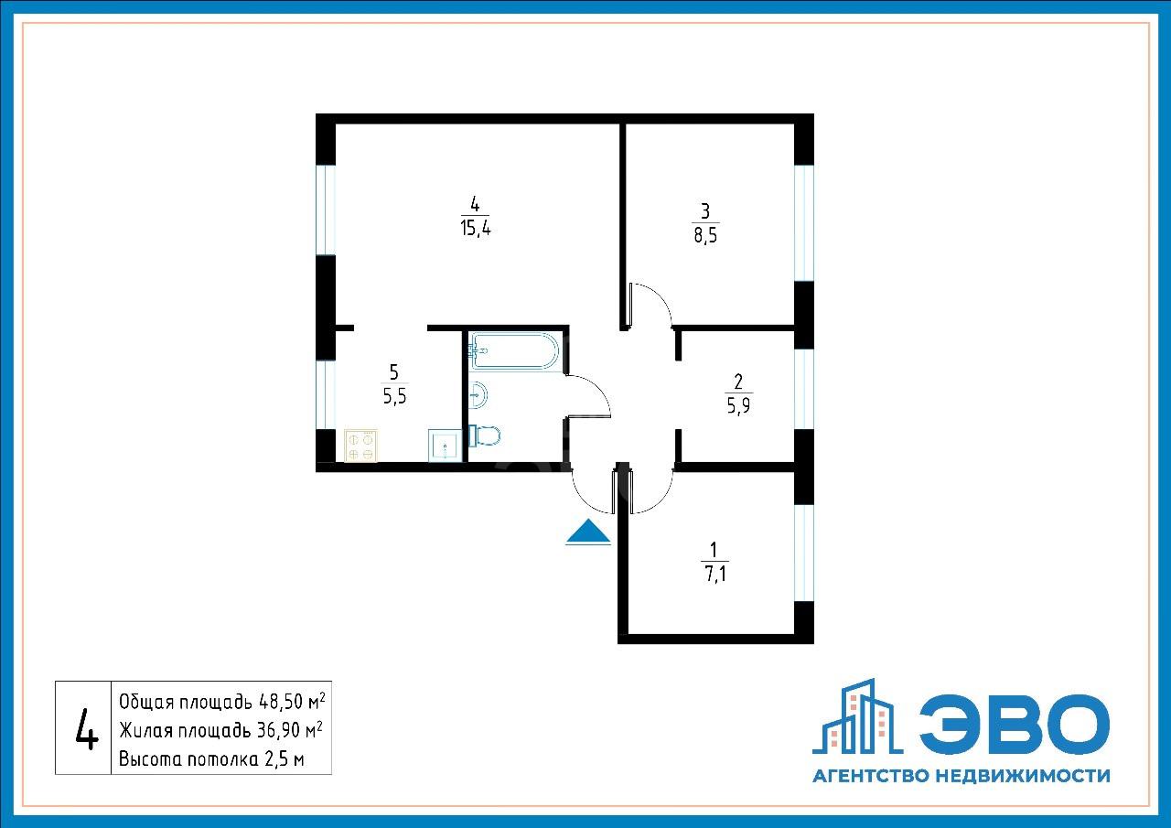 четырехкомнатная квартира в Санкт-Петербурге по адресу: Зины Портновой ул., 48, литера а