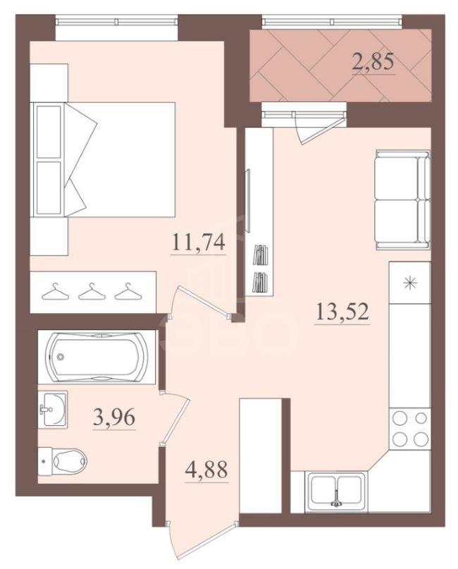 однокомнатная квартира в Санкт-Петербурге по адресу: Шоссе в Лаврики ул., 51