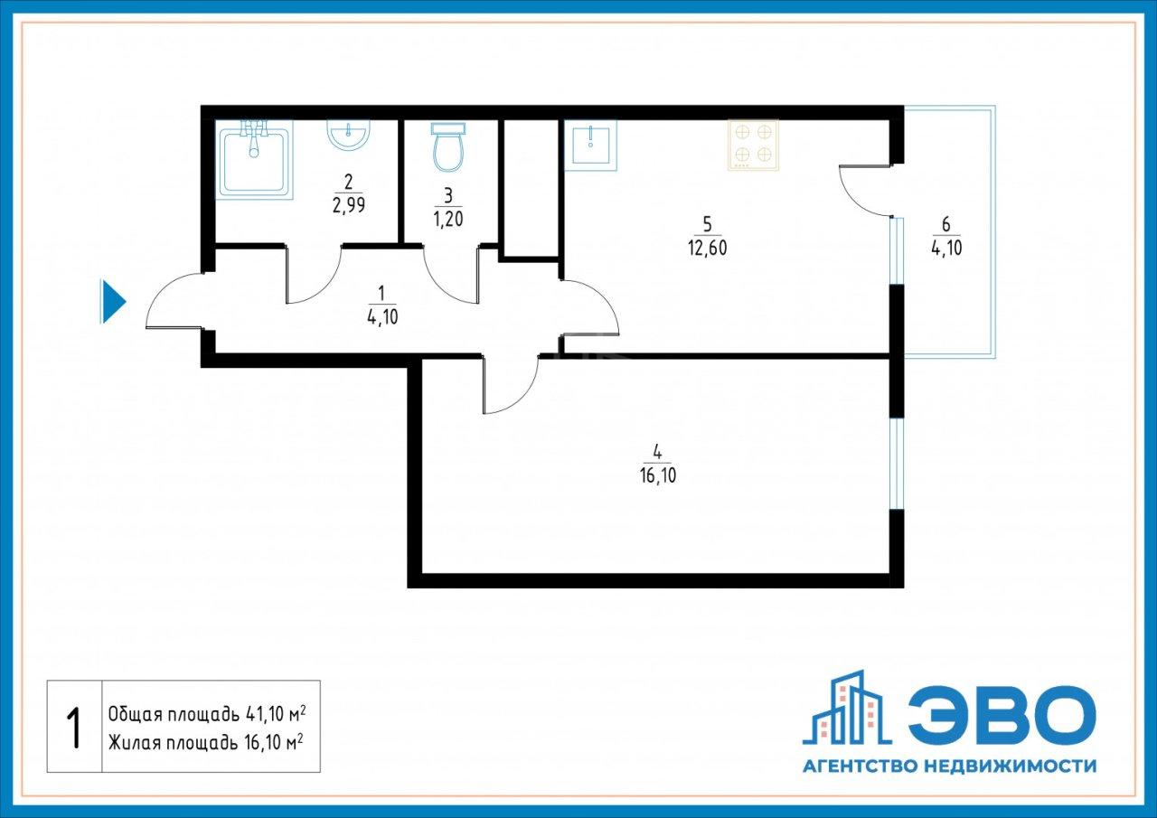 однокомнатная квартира в Санкт-Петербурге по адресу: Школьная ул., 17, строение 1