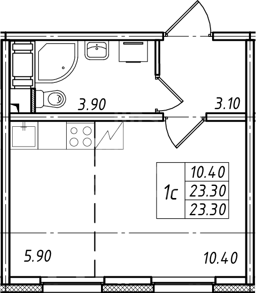 студия в Ленинградской области по адресу: Александра Разгонина ул., 1, к 3