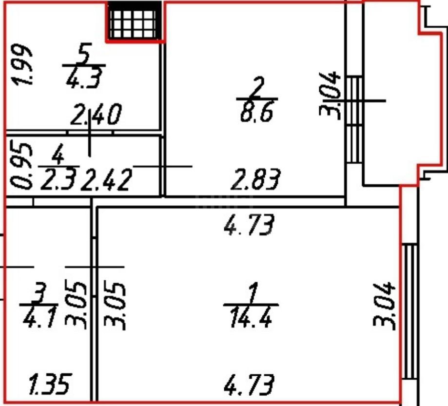 однокомнатная квартира в Санкт-Петербург по адресу: Парашютная ул., 61, к 1