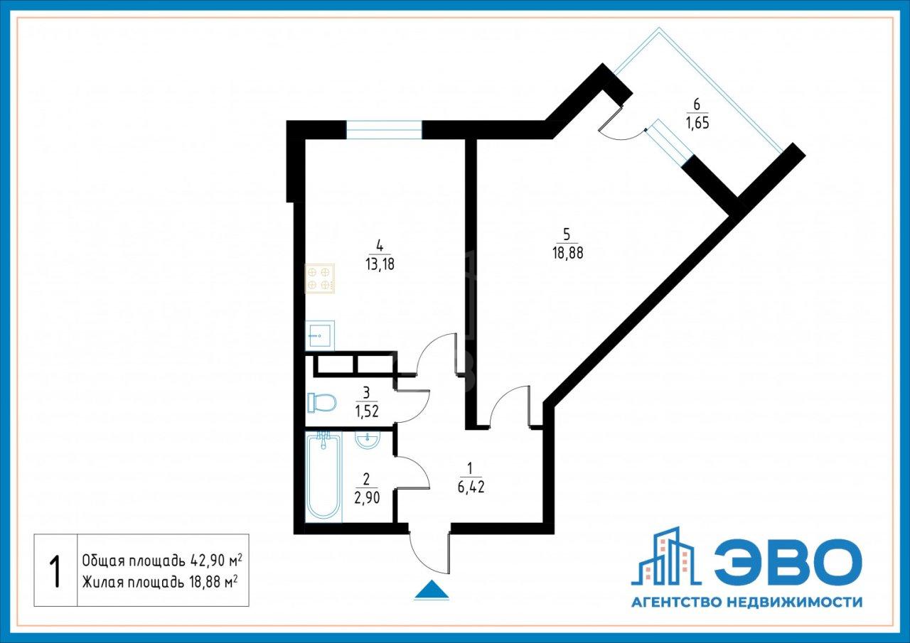однокомнатная квартира в Санкт-Петербурге по адресу: Ленинский проспект, 68