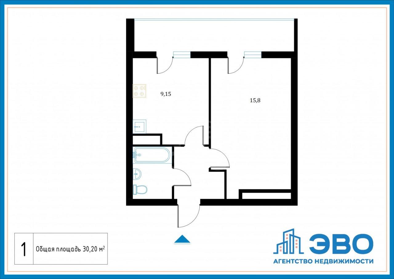 однокомнатная квартира в Ленинградской области по адресу: Шувалова ул., 19, к 2