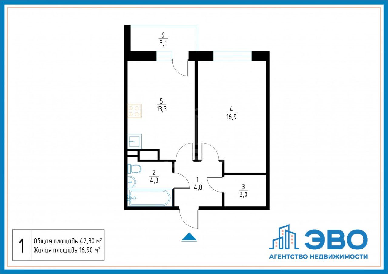 однокомнатная квартира в Ленинградской области по адресу: Авиаторов Балтики проспект, 23, к 3