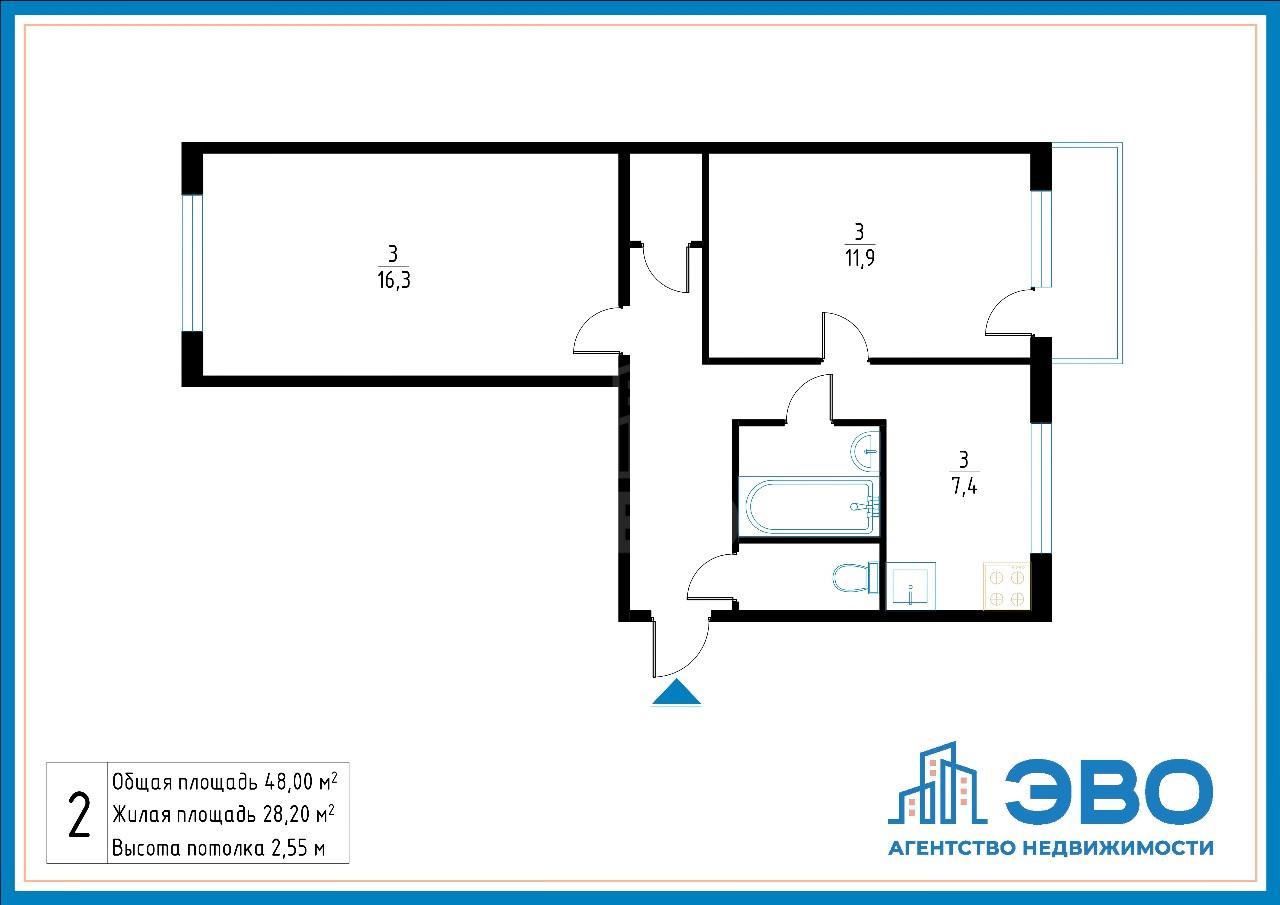 двухкомнатная квартира в Санкт-Петербурге по адресу: Хвойный тер., 91, литера а