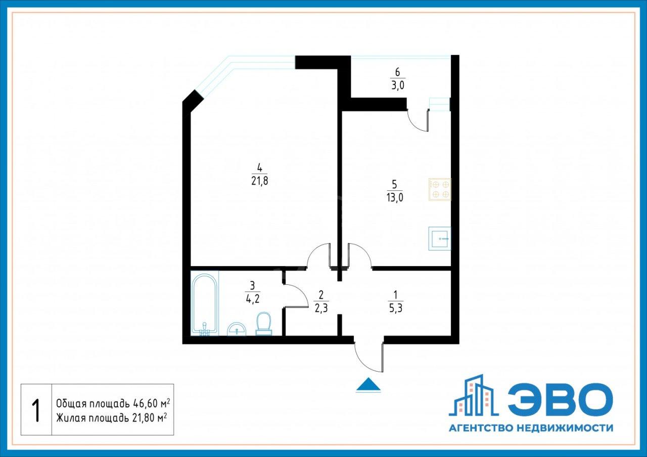 однокомнатная квартира в Санкт-Петербурге по адресу: Глухарская ул., 27, к 1, строение 1
