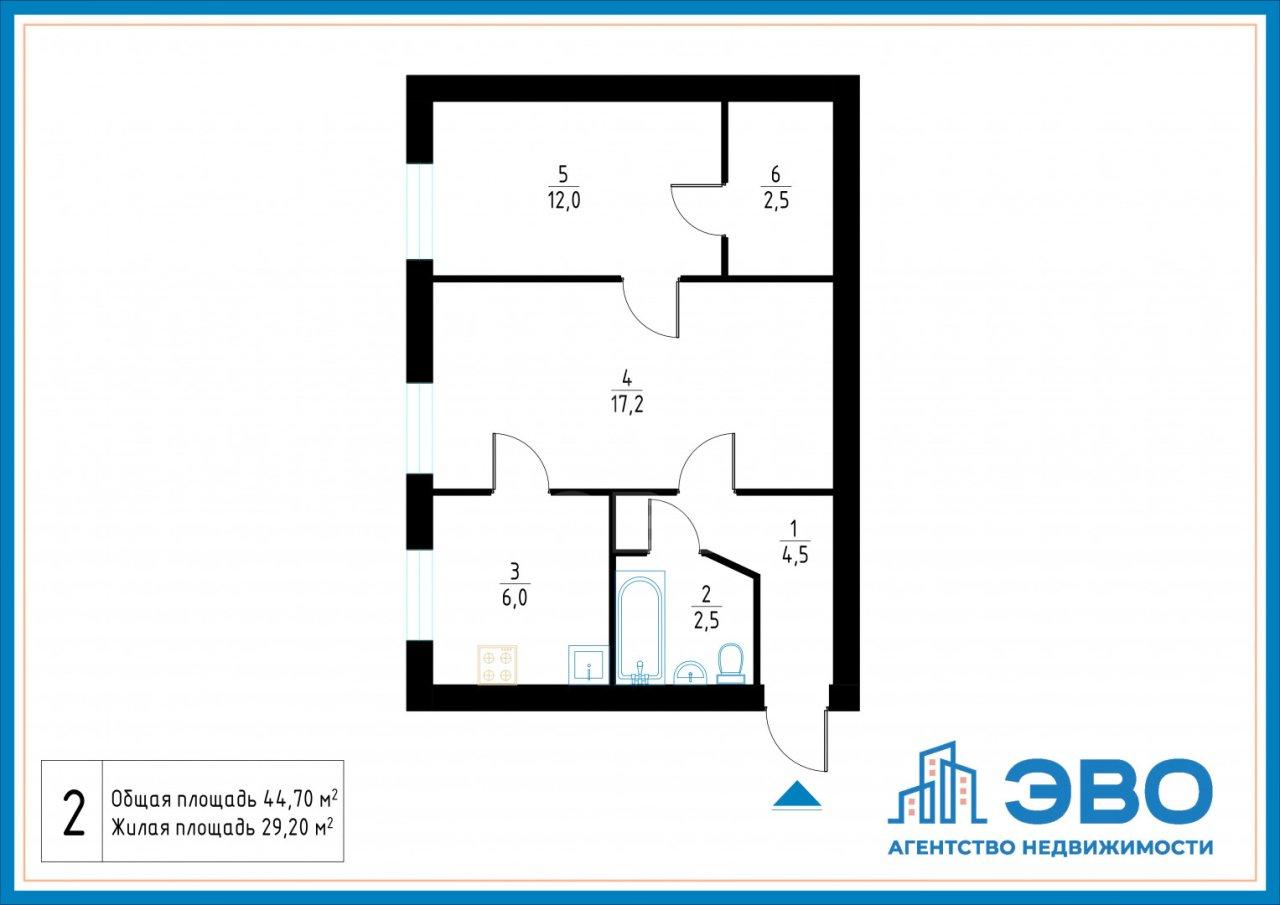 двухкомнатная квартира в Санкт-Петербурге по адресу: Новоизмайловский проспект, 32, к 2