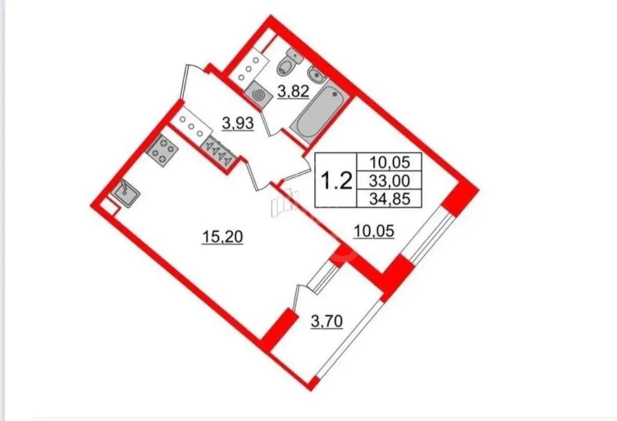однокомнатная квартира в Санкт-Петербурге по адресу: Архивная ул., 4, строение 1