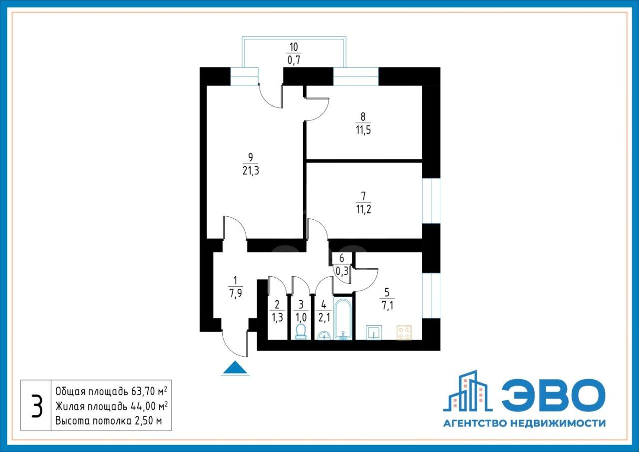 трехкомнатная квартира в Санкт-Петербурге по адресу: Стойкости ул., 15