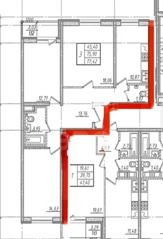 трехкомнатная квартира в Санкт-Петербурге по адресу: Ленинский проспект, 68, строение 1